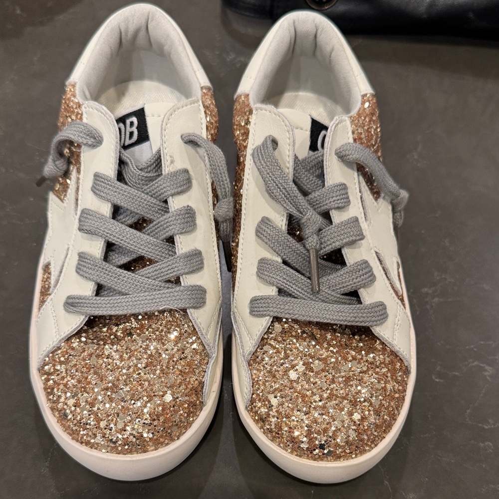 Kids Glitter Sneakers with Gray Laces size 30 which is size 12-12.5